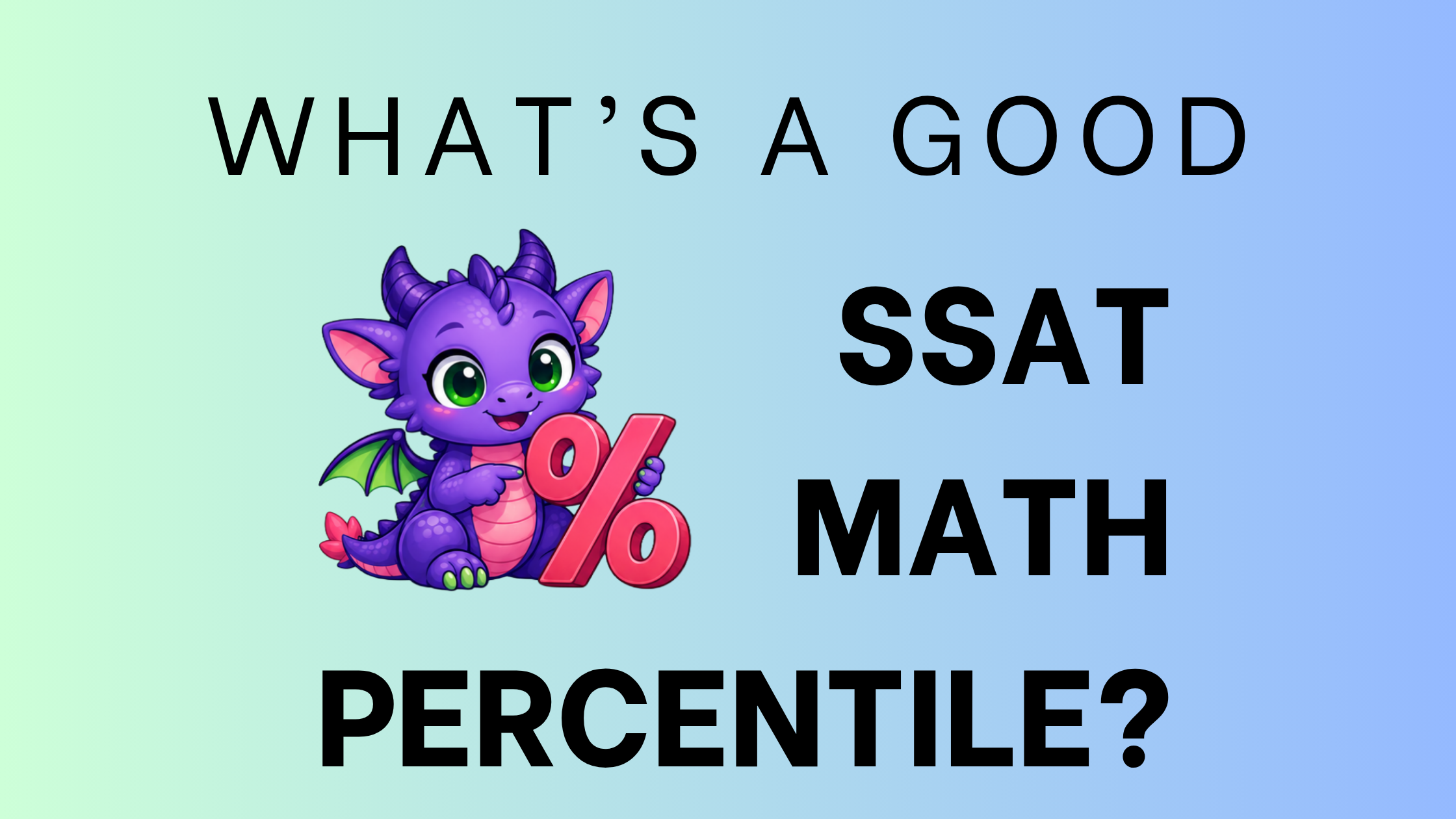 Purple dragon mascot with text 'What Is a Good SSAT Upper Level Score?'